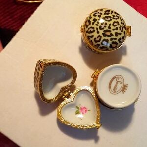 AUTHENTIC SOLID PORCELAIN "SORELLE" LOT / 2 SEXY CLASSY LEOPARD 🐆 TRINKET BOXES